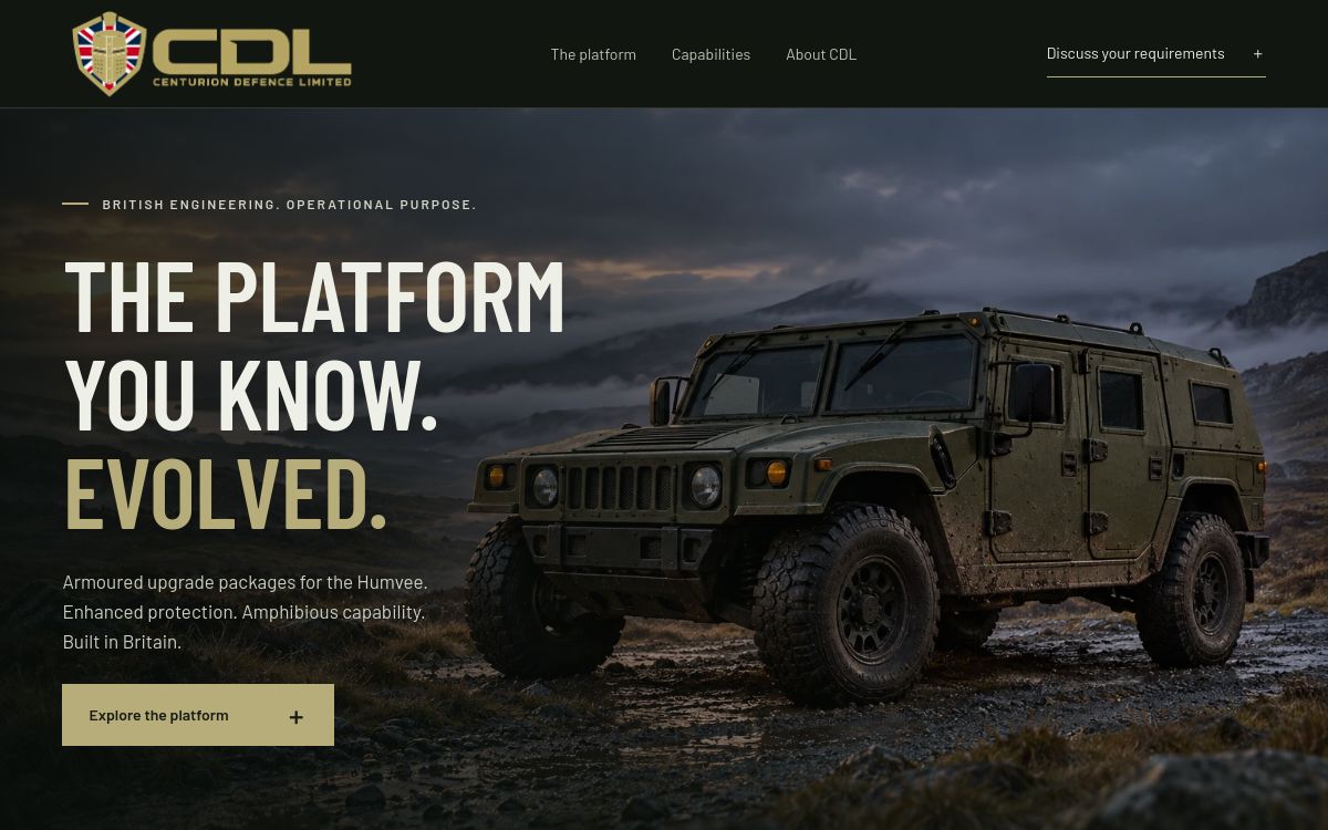 Actual Centurion Defence Limited website preview built by Jack